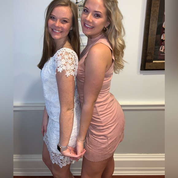 Altar’s state pink velvet scalloped edge dress - Picture 5 of 6